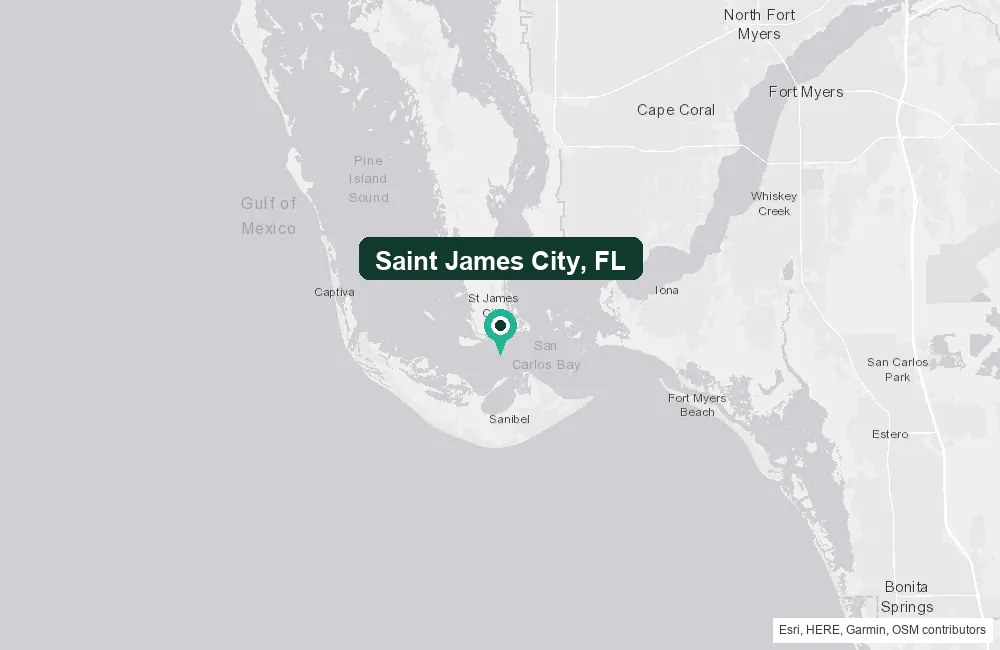 Map of Saint James City, Florida and the surrounding Lee County area service area